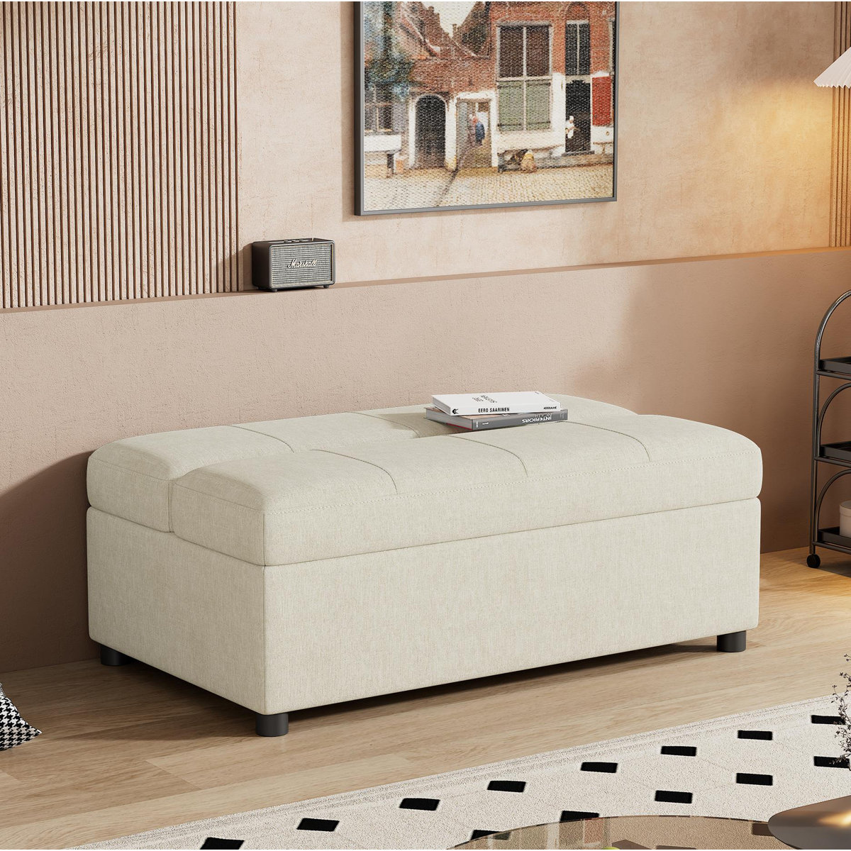 IRHOMA Twin Size Folding Ottoman Sleeper Bed With Mattress Convertible ...